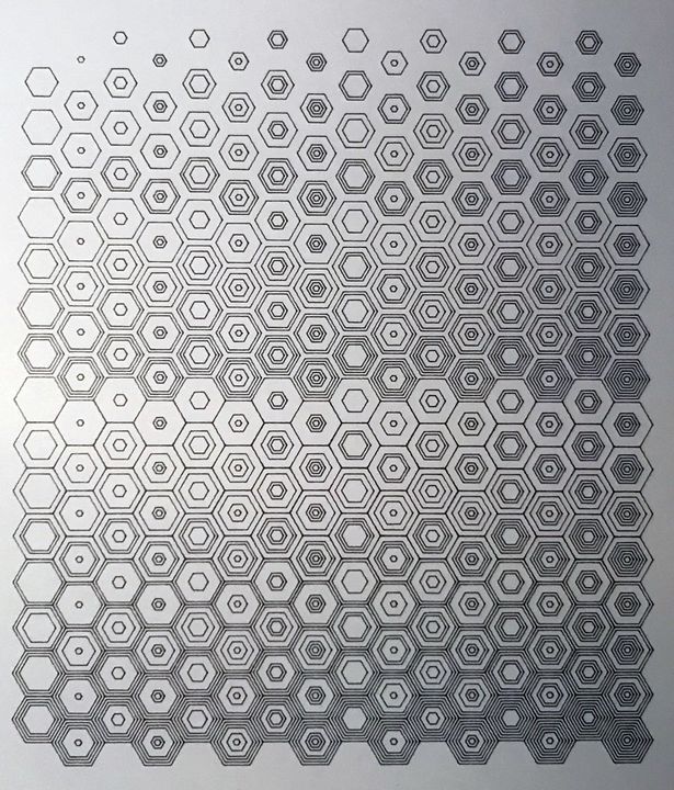 8 bits hexagons, in sequence