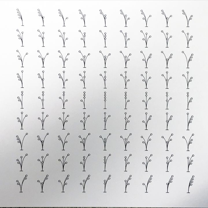 4 trits bouquets, black on white, in sequence