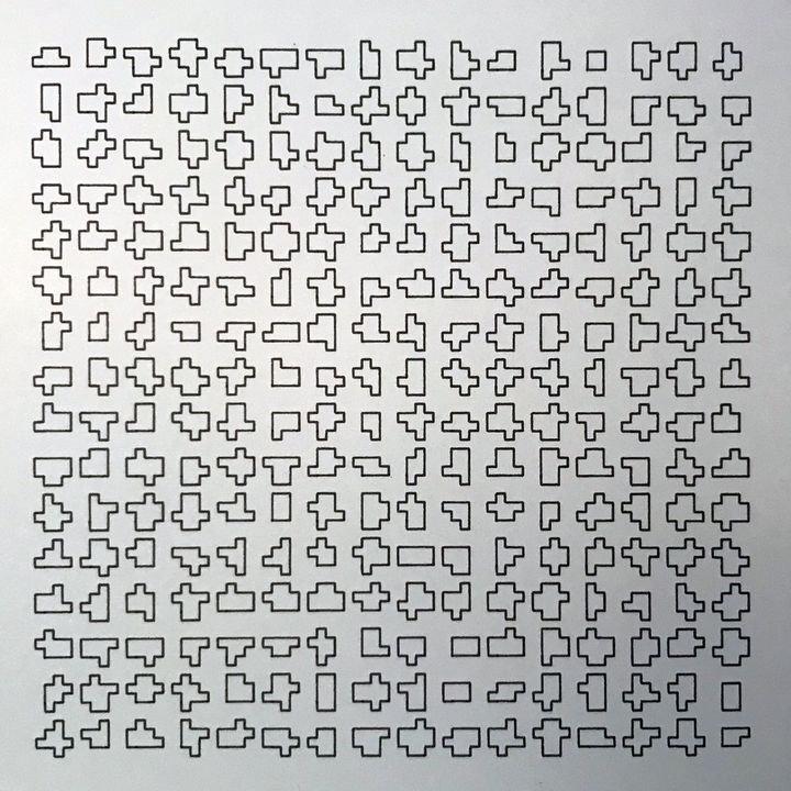 8 bits protrusions, black on white, shuffled