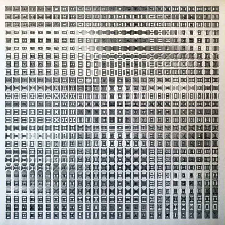 6 trits squares and rectangles, black on white, in sequence