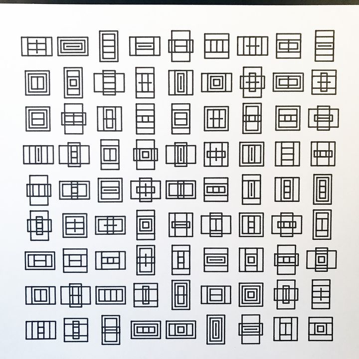 4 trits squares and rectangles, black on white, shuffled