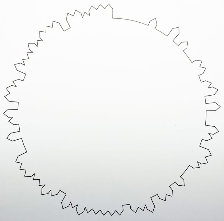 3 trits houses in a street, ternary placed on a circle, black on white, in sequence